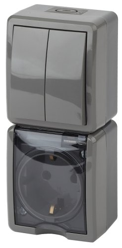 Блок накладной вертикальный Эра Эксперт розетка 1-м.+выключатель 2-кл. IP54 серый фото Блок накладной вертикальный Эра Эксперт розетка 1-м.+выключатель 2-кл. IP54 серый картинка